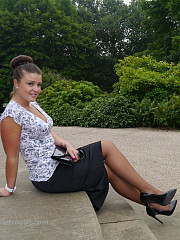 Milf Karen Rposes Outdoors And Shows Her image 10