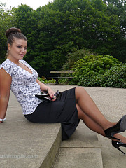 Milf Karen Rposes Outdoors And Shows Her image 11